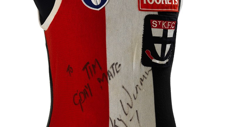 A black, red and white footy guernsey.