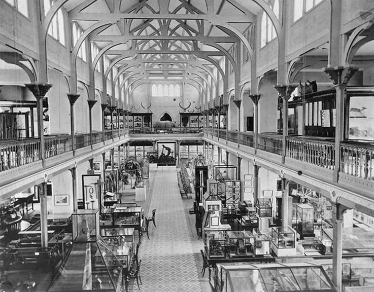 Black and white image of the National Museum of Victoria in 1870. 