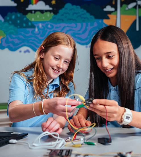 Two students work together during a Scienceworks education program.